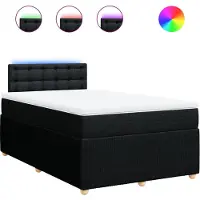 vidaXL Lit boxspring avec matelas noir 120x200 cm Tissu