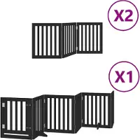 vidaXL Porte pour chien 12 pièces avec porte Pliable Noir 600 cm Bois de peuplier