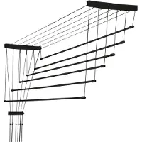 Kadax Séchoir à linge de plafond "Torp", Séchoir de plafond charge 12kg, 6 tiges, 150 cm, noir