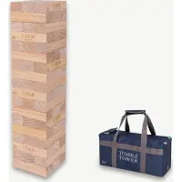 Ubergames Jeu de tour d'empilage - Jeu tactique - Midi - 5 KG - jusqu'à 80 cm de haut - qualité supérieure ECO-bois - conçu en Angleterre - dans un sac de transport solide