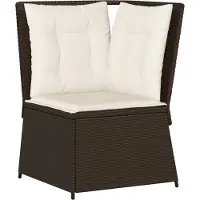 vidaXL Canapé d'angle de jardin avec coussins Marron Poly Rattan