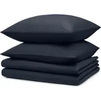 Blumtal Literie 2x 135x200cm + 2x taies d'oreiller 40x80cm - Microfibre Bed Sheets 135x200cm - Set de 4 draps de lit bleu foncé
