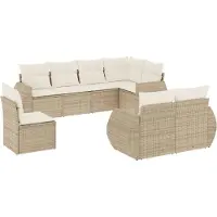 vidaXL Ensemble de jardin canapé 8 pièces avec coussins Beige Poly Rattan