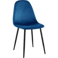 CLP Chaise de salle à manger Napier, rembourrée avec dossier, de couleur bleue. Matériau : velours