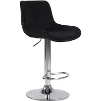 CLP Tabouret de bar Lentini en velours, pivotant, réglable en hauteur, noir, piètement chromé