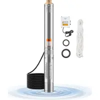 Vevor Pompe de puits profond , puissance de sortie 550W, débit 65L/min, hauteur de refoulement 85m, avec 20m de câble, boîtier deexterne, pompe immergée, IP68