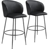 TecTake - Lot de 2 tabourets de bar Luana - Tabouret de bar rembourré avec dossier - Tabouret de bar avec repose-pieds - Chaise de salle à manger avec revêtement en velours - Pieds en acier robuste
