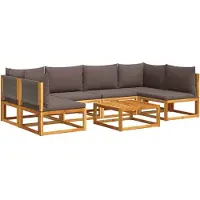 vidaXL Ensemble canapé de jardin 7 pièces avec coussins bois acacia & corde