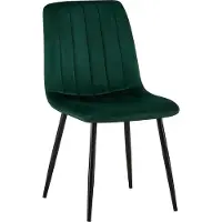 CLP Chaise de salle à manger , modèle Dijon, rembourrée, avec coutures décoratives et protections pour le sol, de couleur verte. Matériau : velours