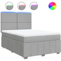 vidaXL Lit boxspring avec matelas gris clair 160x200 cm Tissu