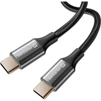 Swissten , Câble USB-C vers USB-C Conception tressée Protection contre l'emmêlement, Noir