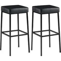 CLP Lot de 2 tabourets de bar « Montréal » : assises et repose-pieds rembourrés en similicuir blanc, structure noire