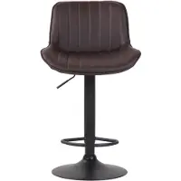 CLP Tabouret de bar Lentini en similicuir, pivotant et réglable en hauteur, marron, structure noire