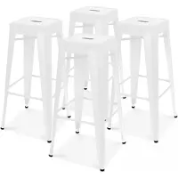 Oviala Lot 4 tabourets de bar en métal blanc mat - INDUS