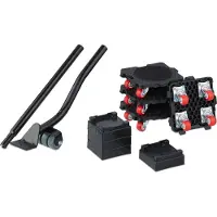 Relaxdays Kit de roulettes et de rouleaux de transport pour meubles , roulettes de transport pour meubles, jusqu'à 300 kg, 4 embouts, rouleaux de déplacement pour meubles, noir/rouge