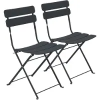 Oviala Lot de deux chaises pliantes en acier gris anthracite - Annecy