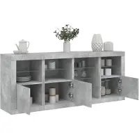 vidaXL Sideboard avec lampes LED gris béton 164x37x67 cm