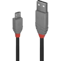 Lindy 36735 câble USB USB 2.0 5 m USB A Micro-USB B Noir, Gris