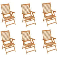 vidaXL Chaises de jardin 6 pcs. avec coussins verts teck massif