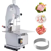 Vevor Scie à Os de Boucher Électrique Commerciale Scie à Ruban pour Os 1500 W 300 kg/h Scie Électrique pour Viande et Os Congelés Table 490x380 mm Épaisseur de 4-200 mm pour Supermarché Restaurant