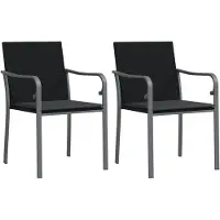 vidaXL Chaises de jardin avec coussins 2 pcs. noir 56x59x84 cm Poly rotin