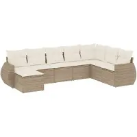 vidaXL Ensemble de jardin canapé 8 pièces avec coussins Beige Poly Rattan