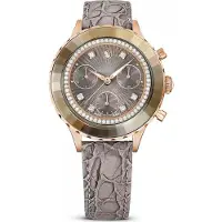 Swarovski Octea Chrono Uhr, Schweizer Produktion, Lederarmband, Grau, Roségoldfarbenes Finish OCTEA CHRONO:LS GRY//PRO / 5671153 9009656711538 / Abverkauf