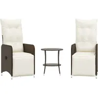 vidaXL Chaises d'extérieur 2 pcs. avec table Marron Poly Rattan