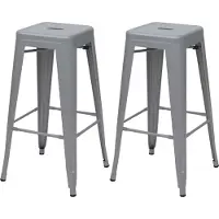 Mendler 2x tabouret de bar HWC-A73, chaise de comptoir, métal, design industriel, empilable gris