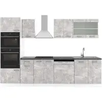 Vicco Cuisine R-Line Béton 300cm avec armoire haute, PT Anthracite, Model 42156