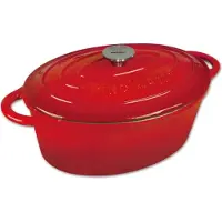 King Hoff Cocotte en Fonte Émaillée 30 cm Rouge Beige