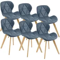 En.casa Chaise de salle à manger 'Älmhult' (lot de 6) 78x47x52 cm similicuir bleu