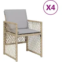 vidaXL Chaises de jardin avec coussins 4 pcs. Mélange de beige Poly Rattan