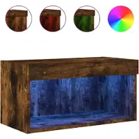vidaXL Armoire TV avec lampes LED chêne fumé 60x30x30 cm