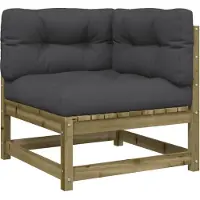 vidaXL Canapé d'angle de jardin avec coussins Pin imprégné