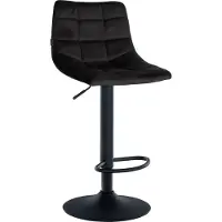 CLP Tabouret Jerry, revêtement en velours, réglable en hauteur et pivotant à 360°. Couleur : noir. Structure : noire