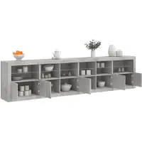 vidaXL Sideboard avec lampes LED gris béton 283x37x67 cm