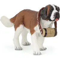 Papo Figurine - - Chien Saint-Bernard au tonneau - Peinte à la main - Intérieur - Marron