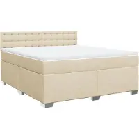 vidaXL Lit boxspring avec matelas Crème 180x200 cm Tissu