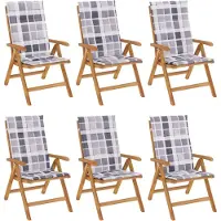 vidaXL Chaises de jardin avec coussins 6 pcs. Bois massif teck