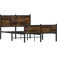 vidaXL Lit métallique sans matelas chêne fumé 120x200 cm