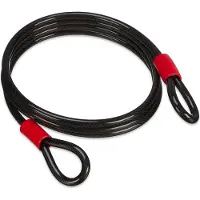 Relaxdays Câble à boucle , 3 m, câble en acier gainé avec œillets, Ø 12 mm, pour sécuriser vélos, motos, meubles de jardin, noir