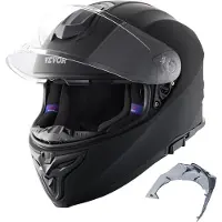 Vevor Casque de moto intégral M, casque ABS avec communication Bluetooth et verres interchangeables, homologué DOT, pour jeunes et adultes, noir