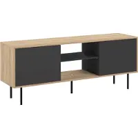 Temahome Armoire TV en chêne naturel et noir, 150.8 x 40 x 61.9