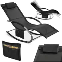 SoBuy OGS28-SCH Chaise longue de jardin résistante aux intempéries Chaise longue à bascule avec coussin Chaise longue de relaxation Chaise longue à bascule Chaise longue de plage jusqu'à 150 kg Noir