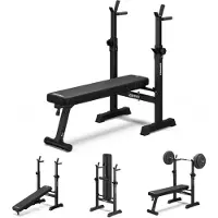 Zipro Banc de musculation avec support pour haltères Core – Banc de musculation pliable pour développé couché Banc plat avec barres de dip Capacité de charge jusqu'à 230 kg Peu encombrant