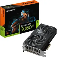 Gigabyte GeForce RTX 5060 Ti WINDFORCE OC 16G Carte graphique - 16 Go GDDR7, 128 bits, PCI-E 5.0, 2587 MHz Core Clock, 3 x DisplayPort, 1 x HDMI, GV-N506TWF2OC-16GD