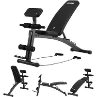 Zipro Volume Banc d'entraînement multifonctionnel avec presse à jambes et banc de curl pour biceps pour l'entraînement de tout le corps, banc réglable, noir, capacité de charge 230 kg