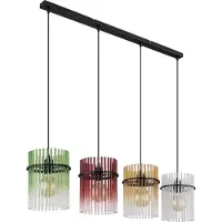 Globo Lighting Suspension noire Gorley Verre coloré 4 lumières