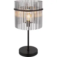 Globo Lampe de table noire Gorley avec verre fumé Ø 30cm
